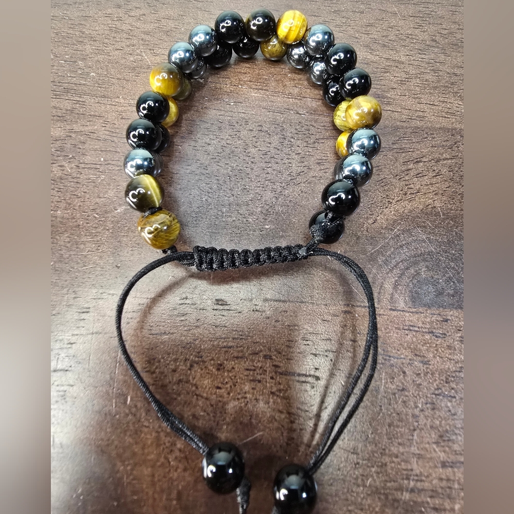 Tigers Eye, Obsidian, and Hematite Crystal Bracelet - Picture 3 of 14